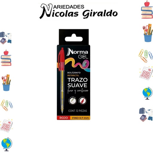 [575979] Lapicero norma .7 retractil rojo x12  