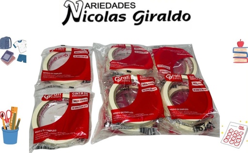 [GR183] Cinta enmascarar 3/4 " mediana graficolors PQT X12