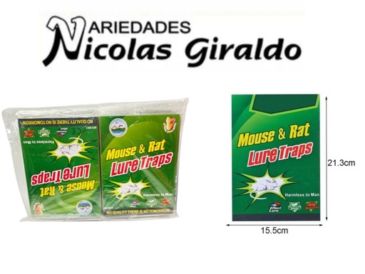 [CNG-014] Pega rata grande sin comida carton verde  PQT X12