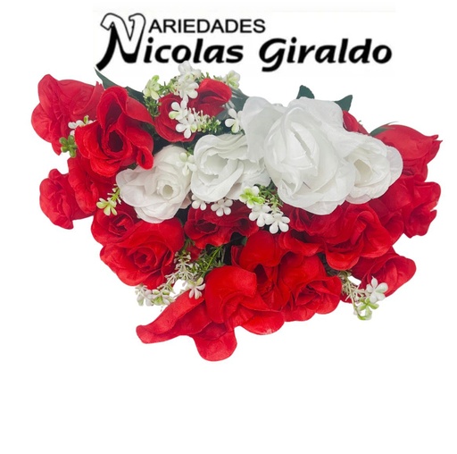 [2D-7393-1] Flor ramo x12 roja con blanco