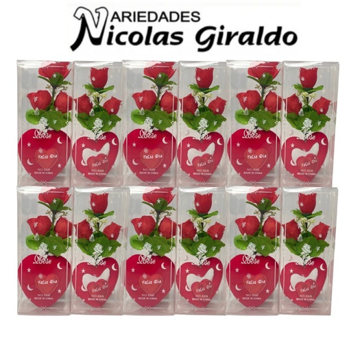 [2D-10983] Detalle acetato corazon con rosa (2D-13838) PQT X12