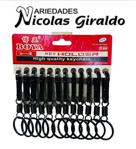 [PT27540] Llavero mosqueton negro pqt x12  