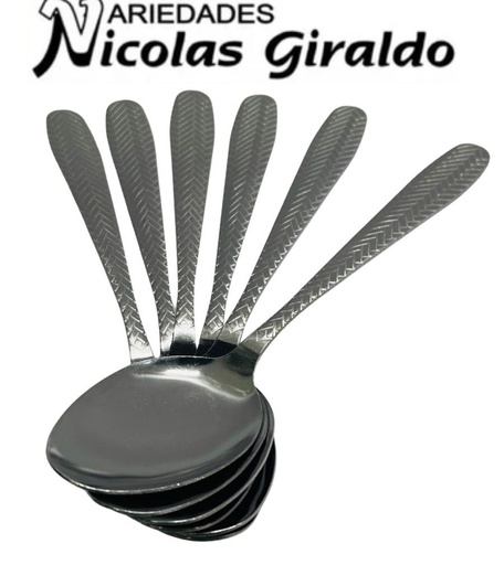 [AK3747] Cuchara metal fina x6 grabada  