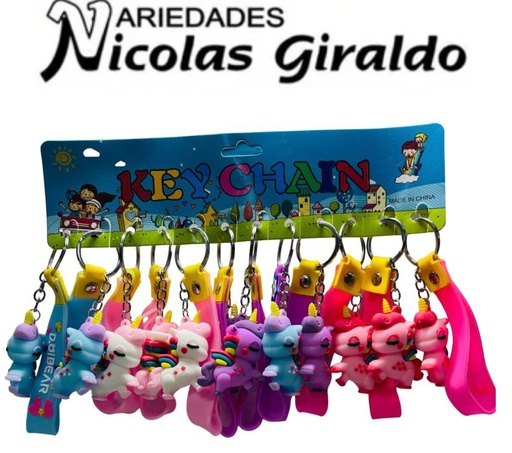 [CH23148] Llavero caucho fino unicornio ancha pqt X12 
