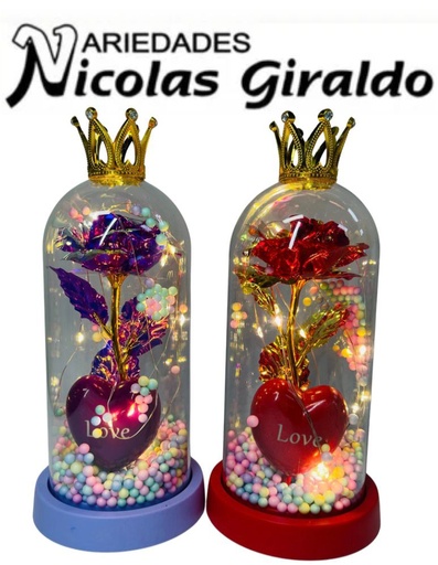 [2D-14015] Urna decorativa corazon luz grande con corona 