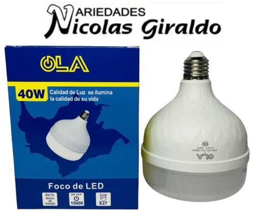 [OLA-M5004] Bombillo ola 40 watts redondo 