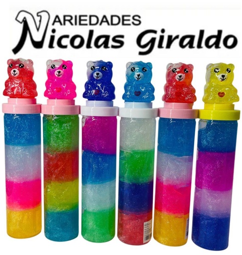 [PTF807] Slime grande largo 5 colores tapa oso CJX6