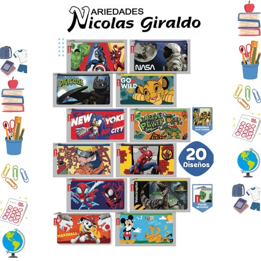 [P631] Cartuchera primavera 1 cierre niño