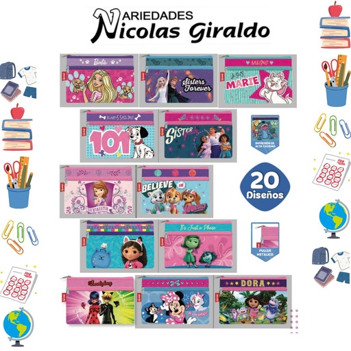 [P632] Cartuchera primavera 2 cierre niña