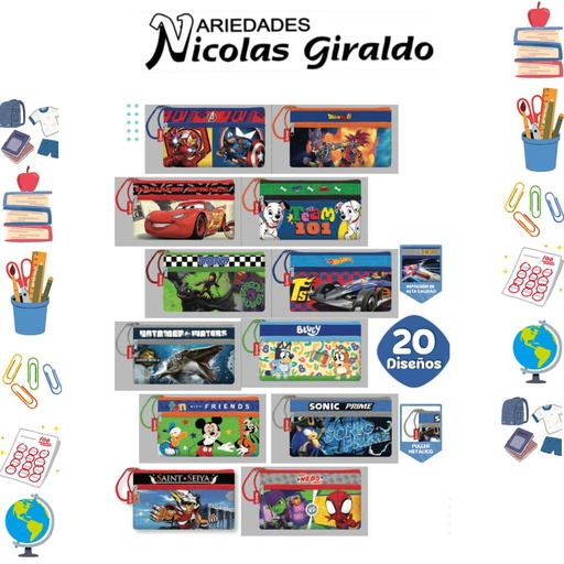 [P633] Cartuchera primavera 2 cierre niño