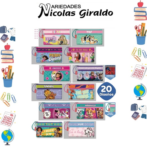 [P634] Cartuchera primavera 3 cierre niña