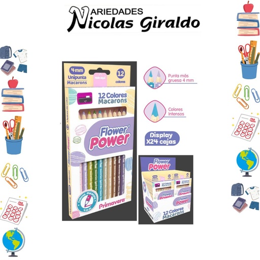 [P3646] Color primavera macarron x12