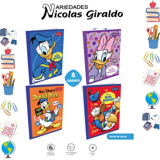 [P3785] Cuaderno cosido prim. 100 H cuadro donald