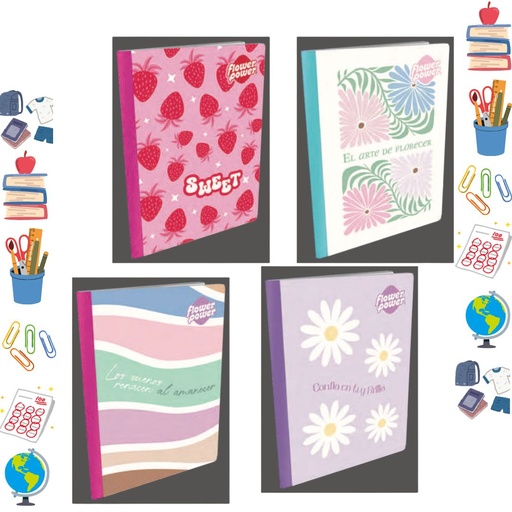 [1389] Cuaderno cosido prim. 100 H cuadros TRENDY