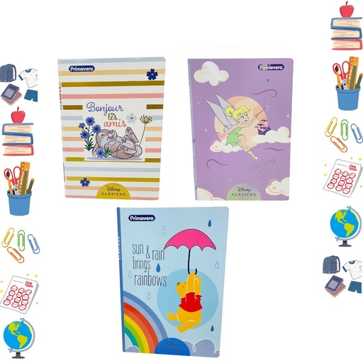 [P3850] Cuaderno cosido primavera pasta dura100H raya clasicos disney