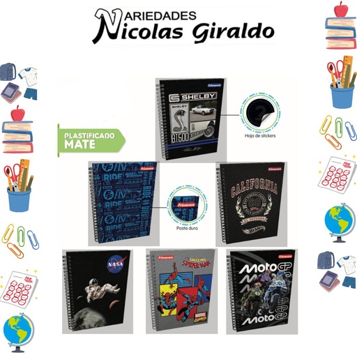 [P1528] Cuaderno primavera argollado academico cuadro hombre