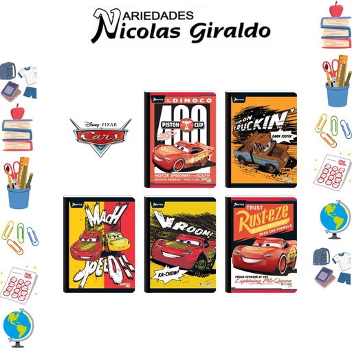 [559205] Cuaderno xpresarte cosido licencia 100H rayas cars