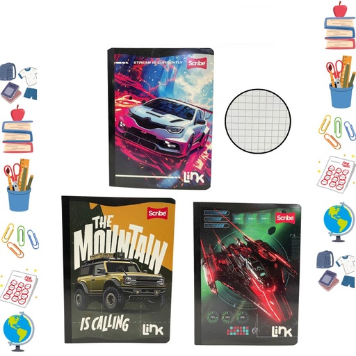 [C30214507] (532254)Cuaderno link sticker cosido 100H masculino cuadro