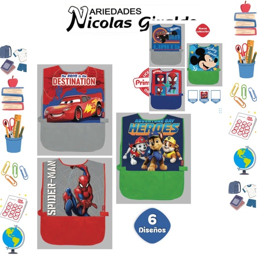 [P1014-002] Delantal prim personaje sin manga niño