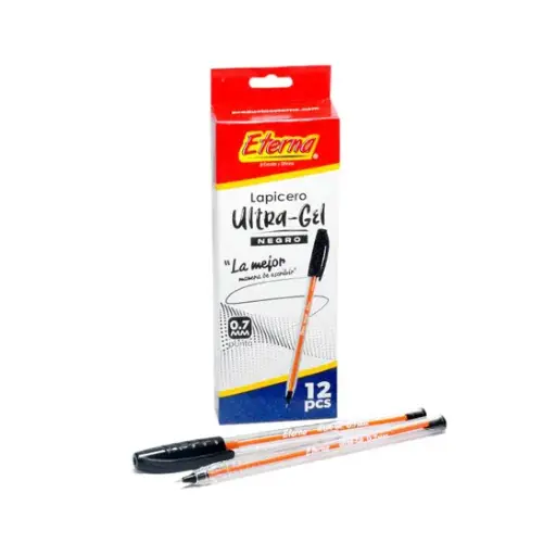 [ET590] Lapicero eterna tapa 0.7 ultra gel negro x12