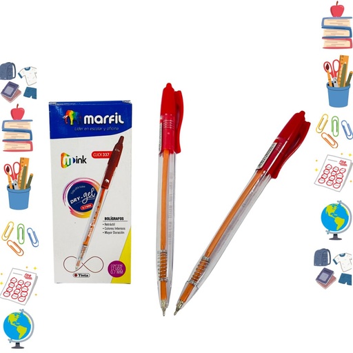 [153774] Lapicero marfil retractil rojo .7 x12