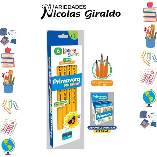 [P397] Lapiz primavera pre-school x6