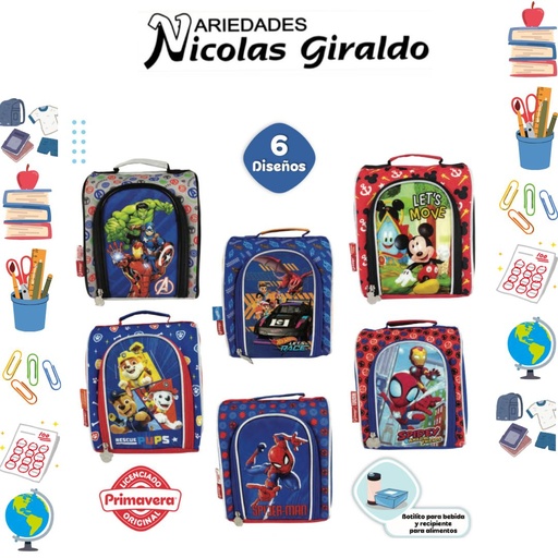 [P1974] Lonchera primavera vertical personajes Niño