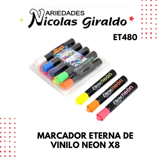 [ET480] Marcador vinilo neon x8 eterna