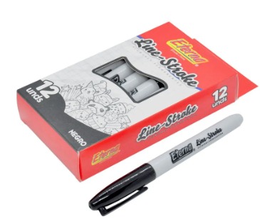 [ET604] Marcador punta delgada negro caja x12 eterna