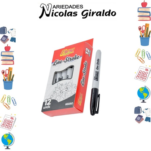 [ET603] Marcador punta delgada surtido caja x12 eterna
