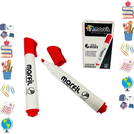 [134863] Marcador borrable rojo caja x12 marfil 
