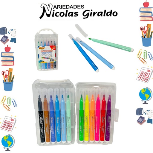 [ET839] Marcadores lavables x12 eterna