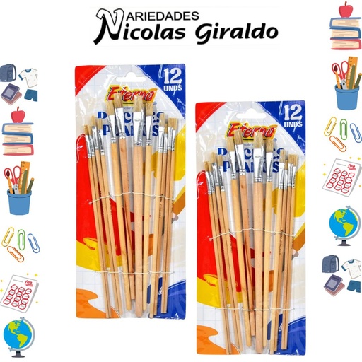 [ET241] Pincel madera eterna x12 plano grande